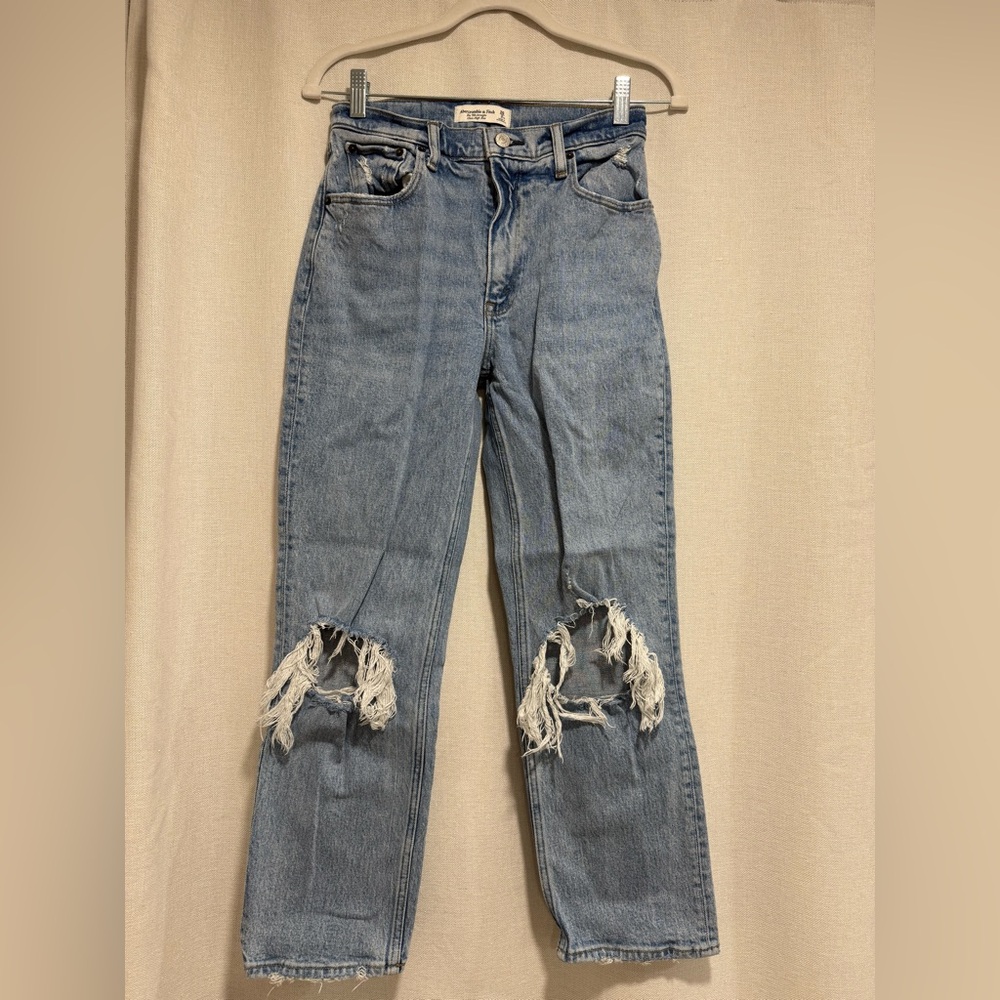 Abercrombie & Fitch Light Blue Distressed Boyfriend Jeans